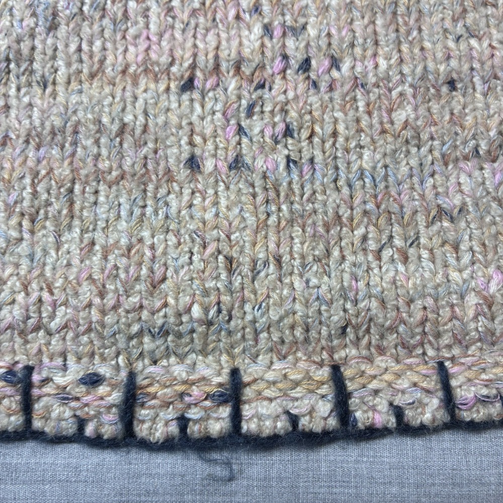 Pure Jill J. Jill Beige Marled Sweater Womens Medium Blanket Stitch Trim - Picture 4 of 12